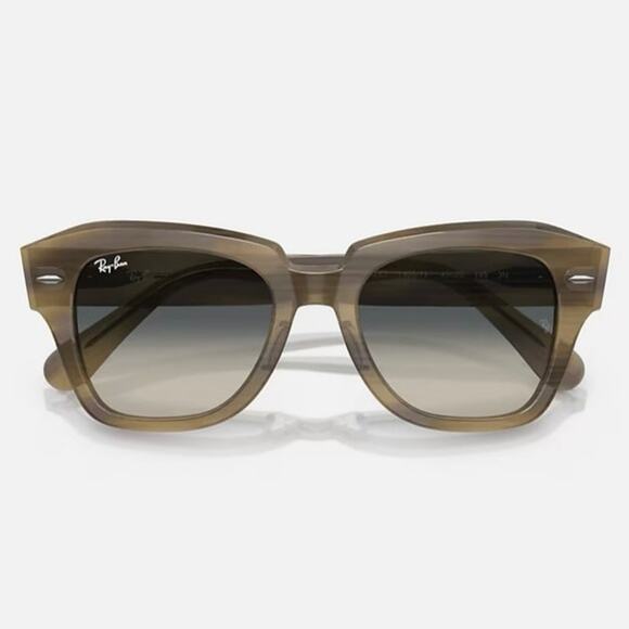 NEW Ray-Ban State Street Square Acetate Sunglasses Polished Striped Green Grey main image 4
